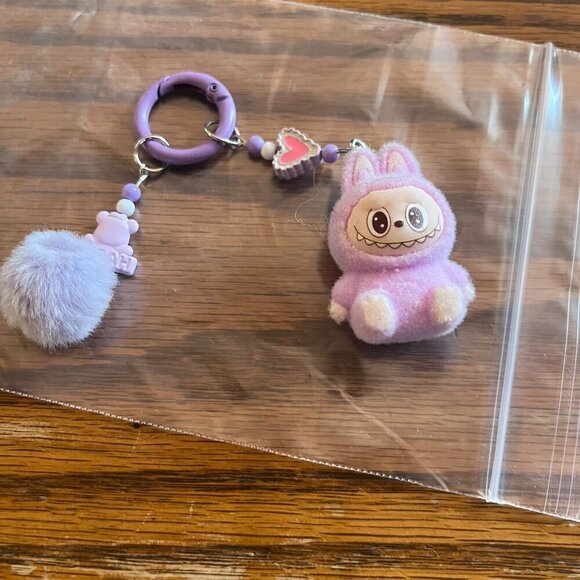 mini labubu Other - Mini Labubu Purple Bow Charm Key Chain